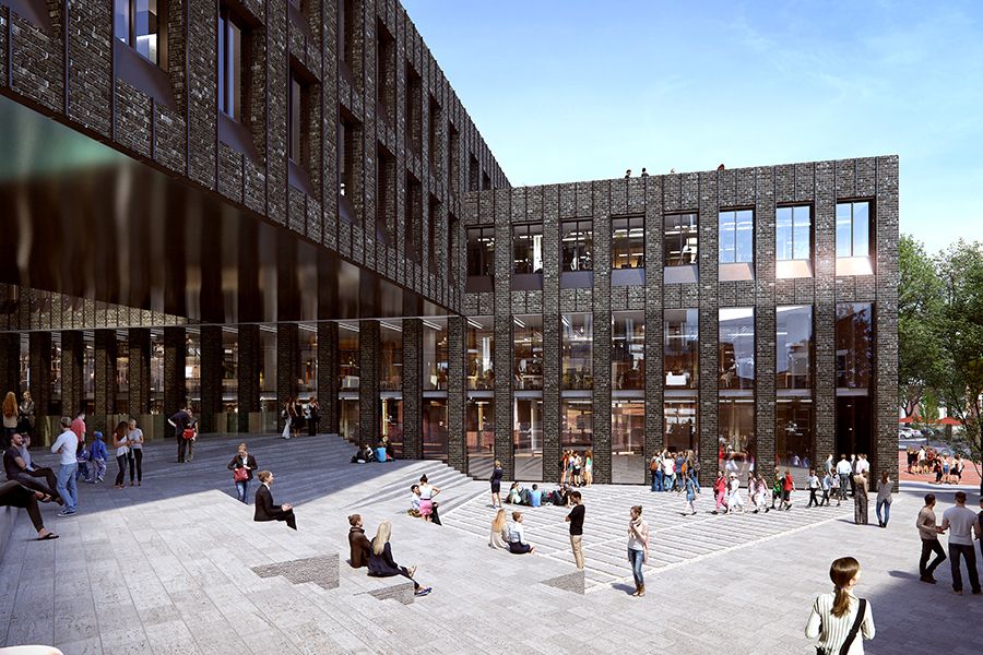 code rendering of exterior courtyard