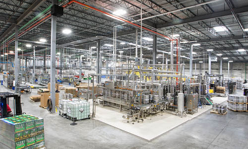 Interior of brewing manufacturing facility