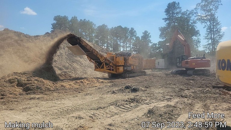 woodchipper processing timber