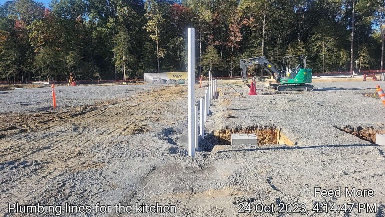 plumbing lines being driven for kitchen into sitepad